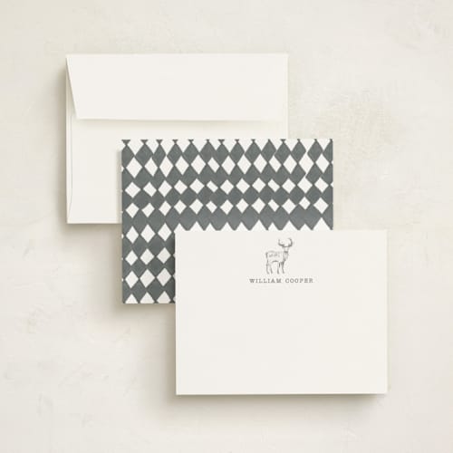 This is a ink personalized stationery thank you cards with standard by Teju Reval called deer printing on signature in 4.25x5.5