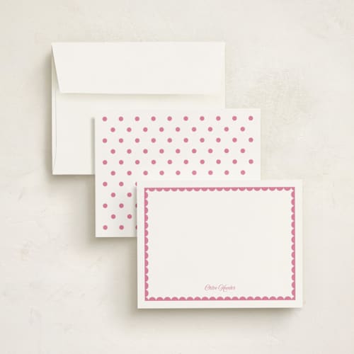This is a hibiscus personalized stationery thank you cards with standard by Alexandra Cohn called scalloped trim printing on signature in 4.25x5.5