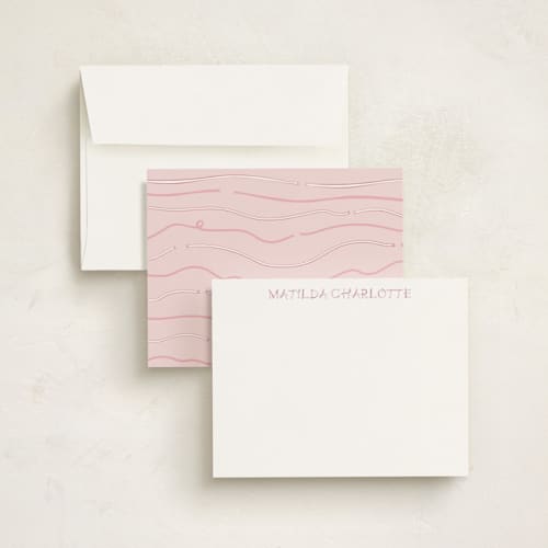 This is a petal personalized stationery thank you cards with standard by Mellary Bitner called bold ribbon printing on signature in 4.25x5.5