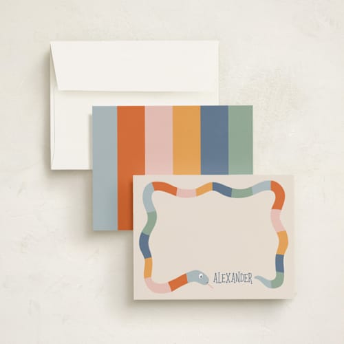 This is a earthbound personalized stationery thank you cards with standard by Miranda Bussell called slithering around printing on signature in 4.25x5.5