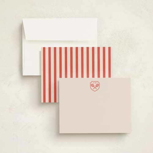 This is a verona sunset personalized stationery thank you cards with standard by Megan Davis called racquet printing on signature in 4.25x5.5