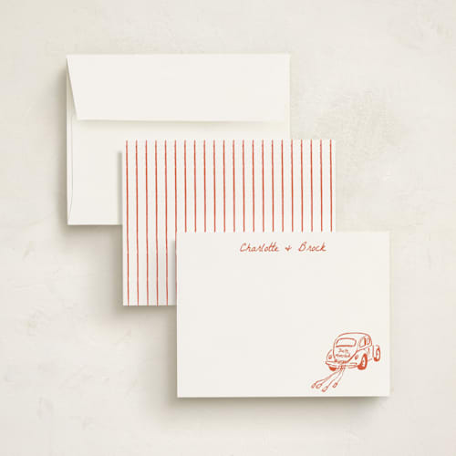 This is a verona sunset personalized stationery thank you cards with standard by Cass Loh called chic soirée printing on signature in 4.25x5.5