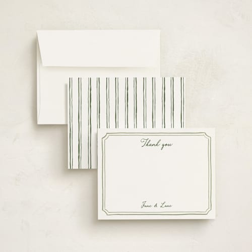 This is a moss personalized stationery thank you cards with standard by Cass Loh called handwritten printing on signature in 4.25x5.5