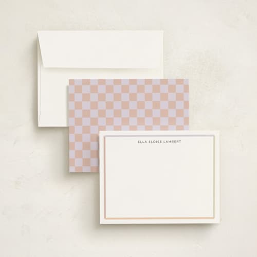 This is a pastel personalized stationery thank you cards with standard by Stephanie Heinrich Godbout called modern colorful border printing on signature in 4.25x5.5