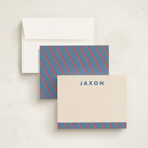 This is a blue jay personalized stationery thank you cards with standard by AK Graphics called classic prep printing on signature in 4.25x5.5