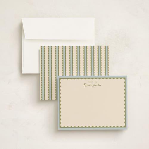 This is a ocean personalized stationery thank you cards with standard by Creo Study called parfait printing on signature in 5x7