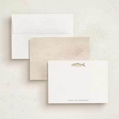 This is a fog personalized stationery thank you cards with standard by Petra Kern called fish printing on signature in 5x7