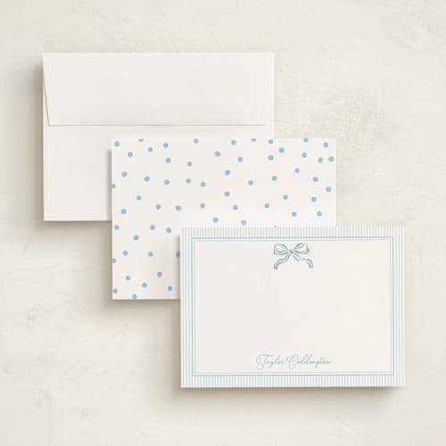 This is a sky personalized stationery thank you cards with standard by Helena Vitto called bow printing on signature in 5x7
