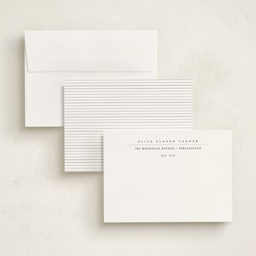 This is a pearl personalized stationery thank you cards with standard by Lori Wemple called address printing on signature in 5x7