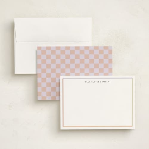 This is a pastel personalized stationery thank you cards with standard by Stephanie Heinrich Godbout called modern colorful border printing on signature in 5x7