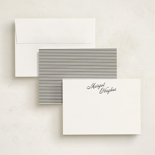 This is a raven personalized stationery thank you cards with standard by Morgan Kendall called vintage hotel printing on signature in 5x7
