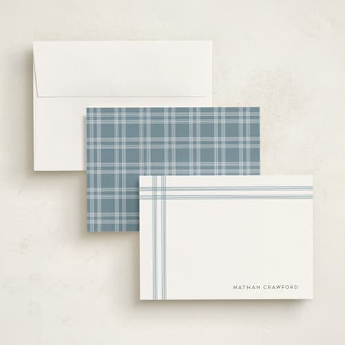This is a denim personalized stationery thank you cards with standard by Jenny Millington called framed printing on signature in 5x7