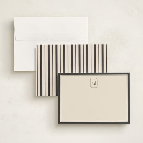 This is a noir personalized stationery thank you cards with standard by Creo Study called formal initials printing on signature in 5x7