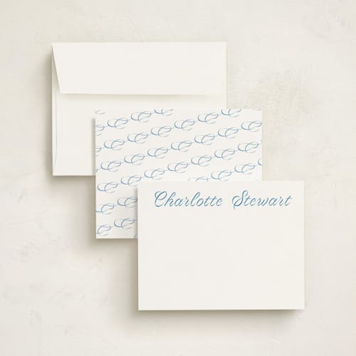 This is a cobalt personalized stationery thank you cards with standard by Megan Davis called blue ribbon printing on signature in 5x7