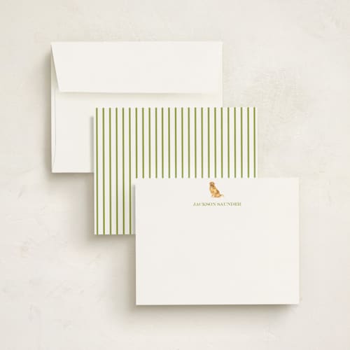 This is a clover personalized stationery thank you cards with standard by Sarah Knight called golden retriever printing on signature in 5x7