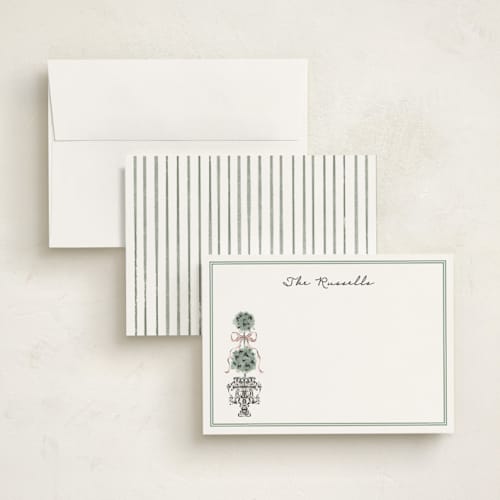 This is a forest personalized stationery thank you cards with standard by Jackie Crawford called hand illustrated topiary printing on signature in 5x7