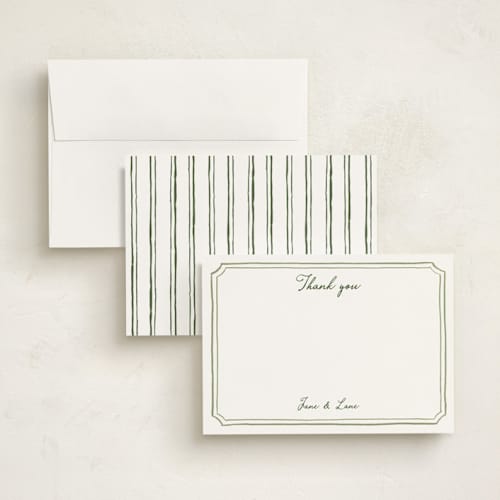 This is a moss personalized stationery thank you cards with standard by Cass Loh called handwritten printing on signature in 5x7