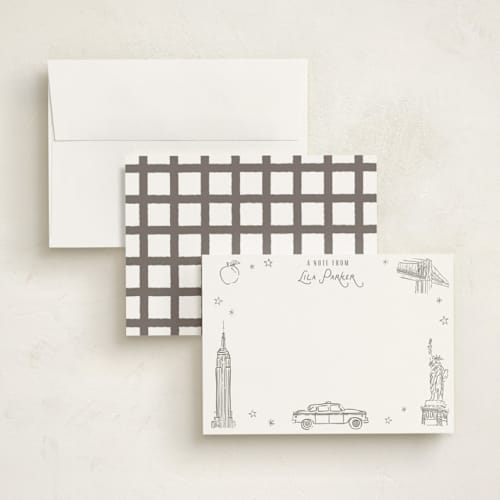 This is a haze personalized stationery thank you cards with standard by Sarah Curry called iconic nyc printing on signature in 5x7