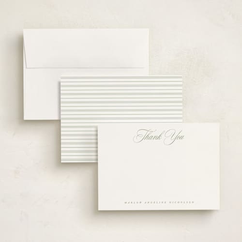 This is a garden personalized stationery thank you cards with standard by Kelly Schmidt called timeless thank you printing on signature in 5x7
