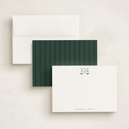This is a forest personalized stationery thank you cards with standard by Stacey Meacham called golf pro monogram printing on signature in 5x7