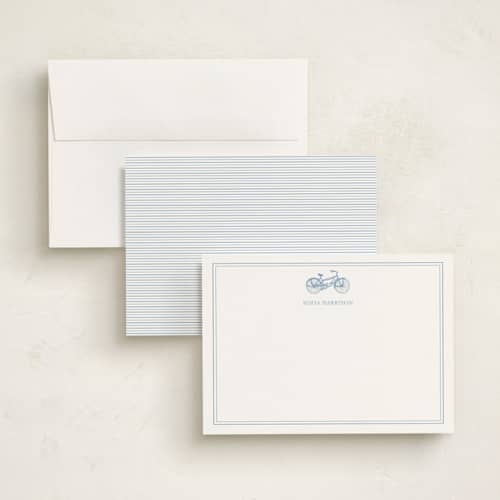 This is a sky personalized stationery thank you cards with standard by Pinky Diamond Studio called pedal press printing on signature in 5x7