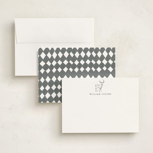 This is a ink personalized stationery thank you cards with standard by Teju Reval called deer printing on signature in 5x7