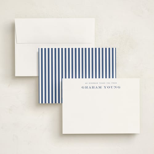 This is a sky personalized stationery thank you cards with standard by Sara Hicks Malone called overdue printing on signature in 5x7