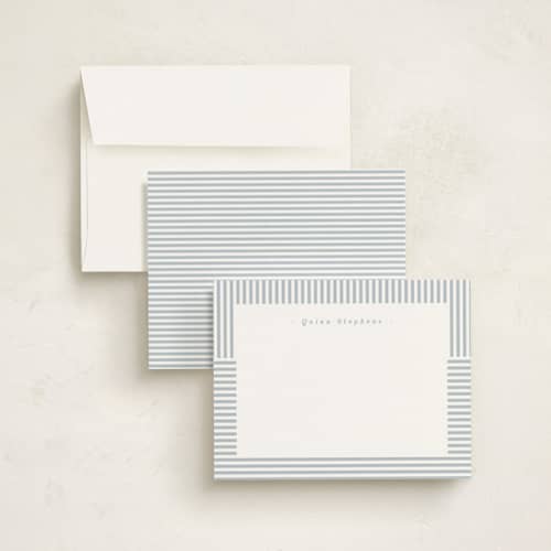 This is a water personalized stationery thank you cards with standard by Lea Delaveris called spring striped printing on signature in 5x7