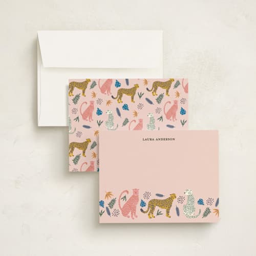 This is a flamingo personalized stationery thank you cards with standard by iamtanya called sweet tropical printing on signature in 5x7