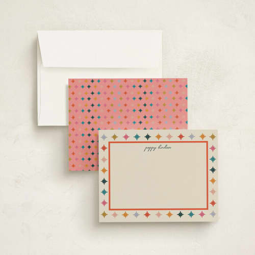 This is a tinsel personalized stationery thank you cards with standard by Sierra Lee called colorful stars printing on signature in 5x7