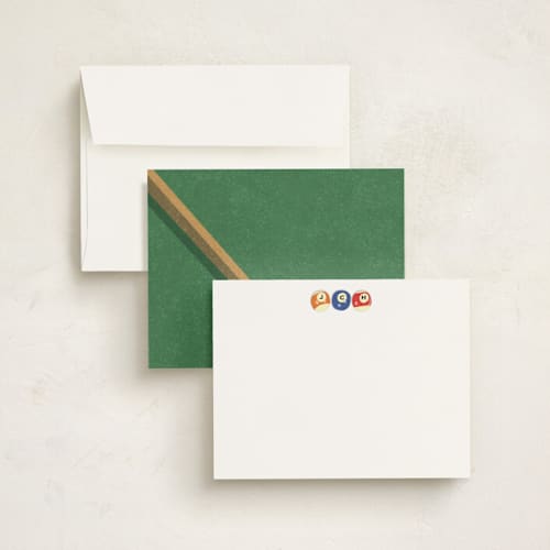 This is a cotton personalized stationery thank you cards with standard by Susan Zinader called billiard birthday printing on signature in 5x7