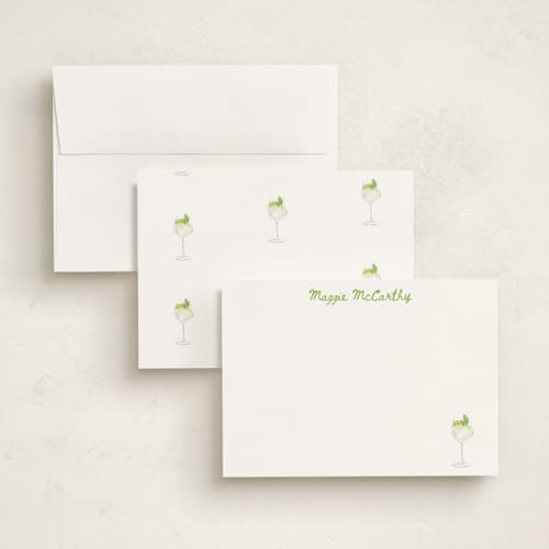 This is a lime personalized stationery thank you cards with standard by Baumbirdy called hugo spritz printing on signature in 5x7