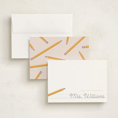 This is a sunflower personalized stationery thank you cards with standard by Mandy Lee called classroom notes printing on signature in 5x7