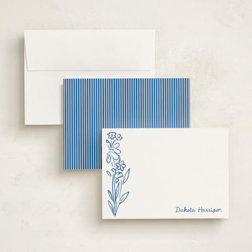 This is a cornflower personalized stationery thank you cards with standard by Jenna Holcomb called wildflower note printing on signature in 5x7