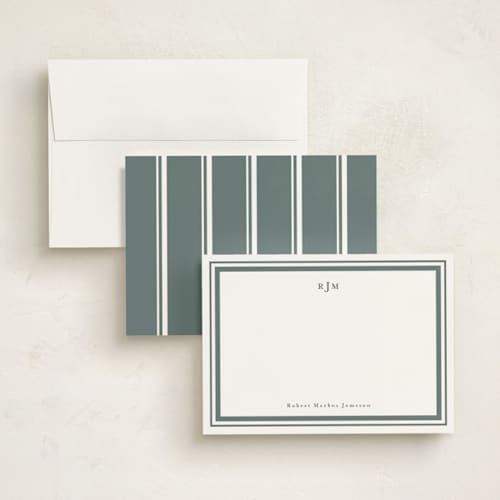 This is a vetiver personalized stationery thank you cards with standard by Tamara Hilje called elegant border printing on signature in 5x7