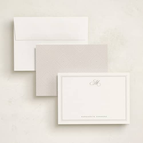 This is a pearl personalized stationery thank you cards with standard by chocomocacino called giaourti printing on signature in 5x7
