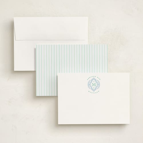 This is a periwinkle personalized stationery thank you cards with standard by Jenna Holcomb called stamped printing on signature in 5x7