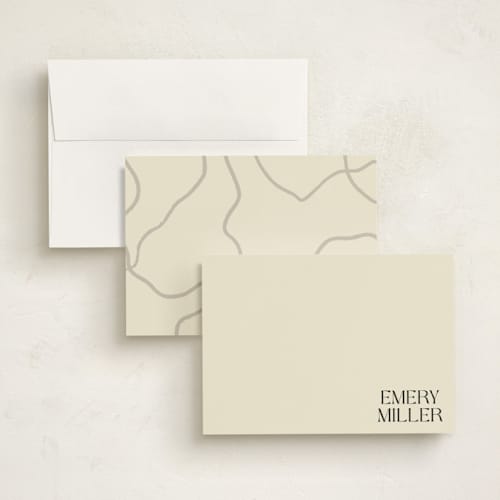 This is a cream personalized stationery thank you cards with standard by Robert and Stella called corner block printing on signature in 5x7