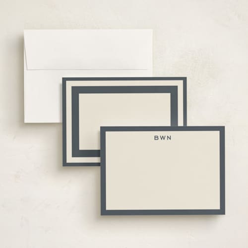 This is a slate personalized stationery thank you cards with standard by Megan Davis called tailor printing on signature in 5x7