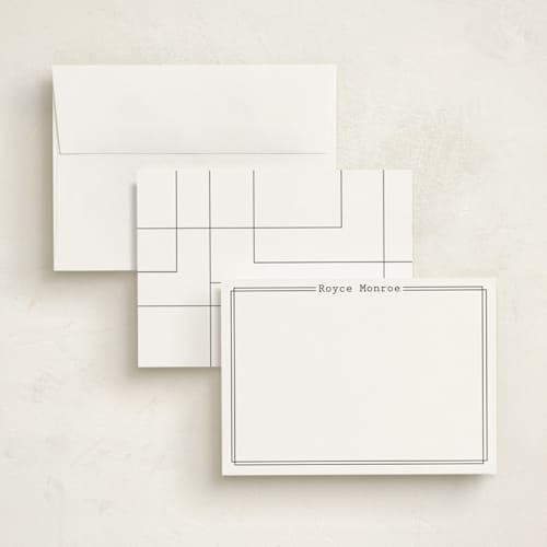 This is a charcoal personalized stationery thank you cards with standard by Ashlee Townsend called outlined printing on signature in 5x7