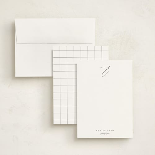 This is a onyx personalized stationery thank you cards with standard by Jennifer Postorino called initial printing on signature in 5x7