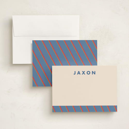 This is a blue jay personalized stationery thank you cards with standard by AK Graphics called classic prep printing on signature in 5x7