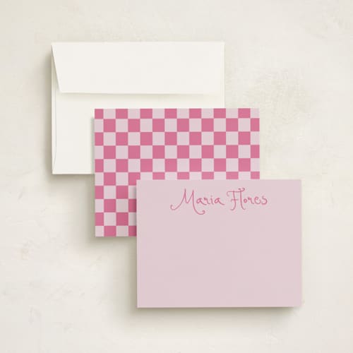 This is a candy personalized stationery thank you cards with standard by Maja Cunningham called whimsical script printing on signature in 5x7