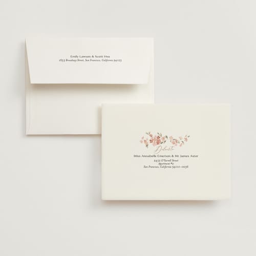 This is a petal wedding thank you cards with foil pressed by Itsy Belle Studio called botanical cheers printing on strathmore in standard