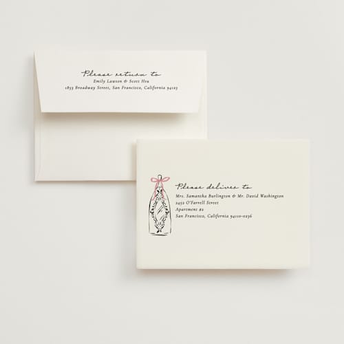 This is a petal wedding thank you cards with foil pressed by Jackie Crawford called sparkling champagne tower printing on strathmore in standard