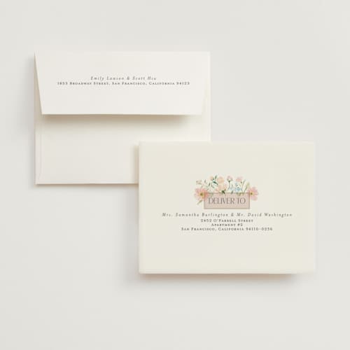 This is a bisque wedding thank you cards with foil pressed by Itsy Belle Studio called fiona printing on strathmore in standard