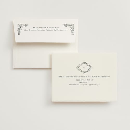 This is a something blue wedding thank you cards with foil pressed by Gwen Bedat called floral romance printing on strathmore in standard