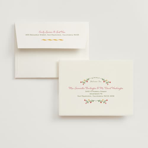 This is a golden bridal shower thank you cards with standard by Sarah Rosenthal called gardenia printing on strathmore in standard