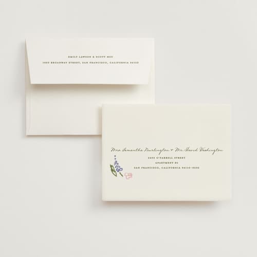 This is a grass bridal shower thank you cards with standard by Pati Cascino called spring printing on strathmore in standard