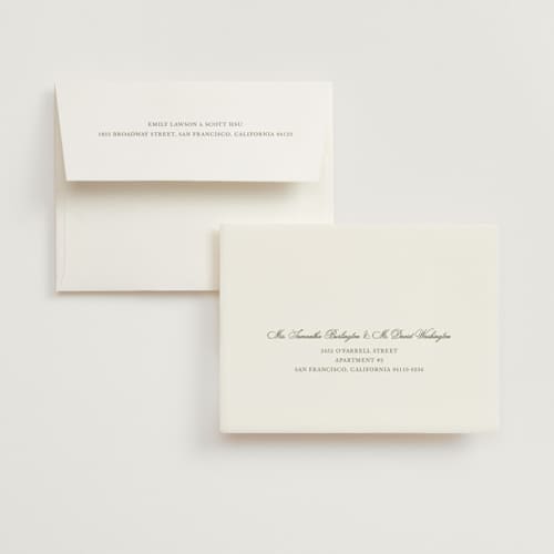 This is a olive bridal shower thank you cards with standard by Cass Loh called classic bold border printing on strathmore in standard
